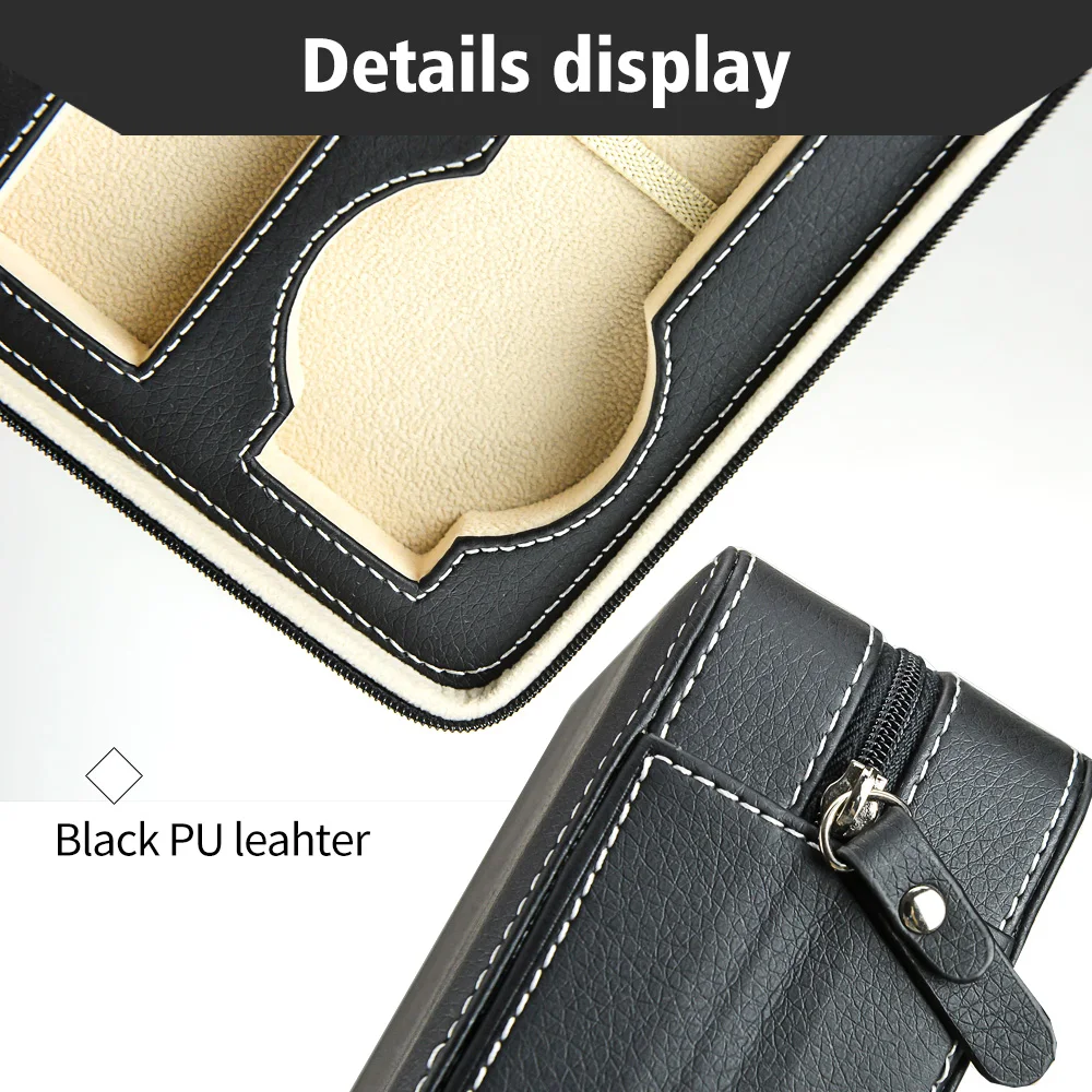 4 ящика для часов Дорожный Чехол органайзер сумка на молнии из искусственной кожи