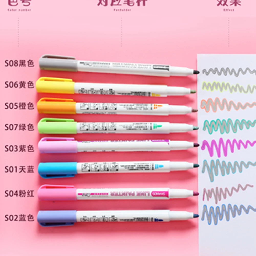 8 цветов двойной линии контур для рисования ручка цвет Скрапбукинг ручки