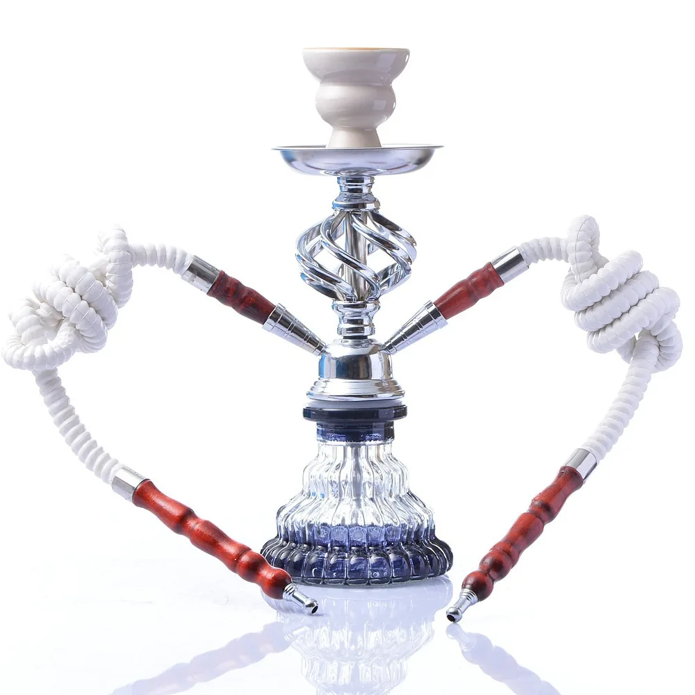 Glass Hookah Set Portable Shisha Pipe with Double Hoses Ceramic Tobacco Flavors Bowl Charcoal Tongs Accessories |