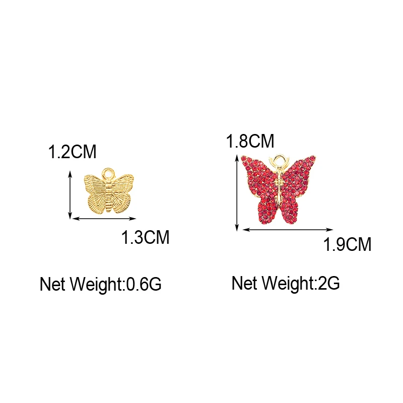 

10Pcs/lot Mixed Rhinestone Alloy Butterfly Charms Trendy Cute Animal Pendant For Earrings DIY Crafts Jewelry Making Accessories
