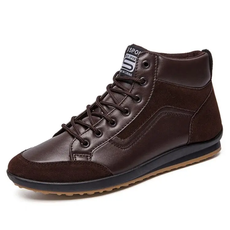 M07 Dark brown Ботильоны мужские ботинки зимние ботинки без шнуровки для мужчин высокие мужские кроссовки зимняя мужская обувь сапоги для взрослых мужчин 39 S размера плюс 45 46 - Цвет: M07 Dark brown
