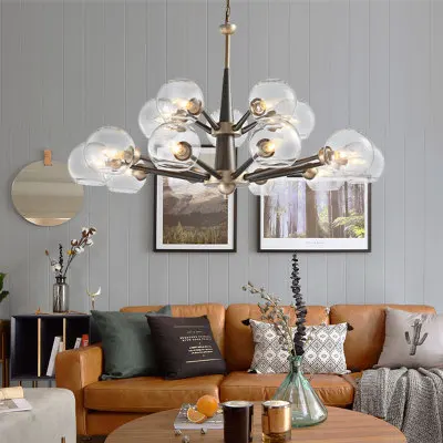 

Postmodern blue glass ball sleek minimalist pendant light luxury lamps Nordic living room dining room bedroom pendant lamp