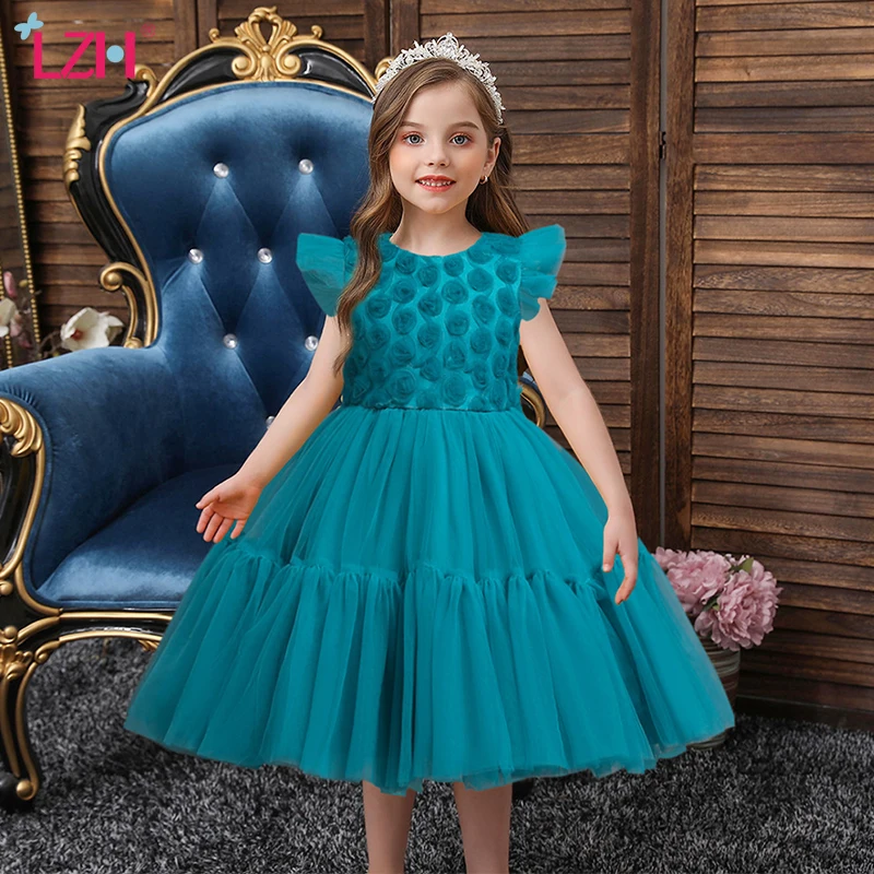

LZH Evening Dress 2021 Christmas Princess Dress For Girls Bridesmaid Dresses Flower Girl Clothing Performance Costume For Kids