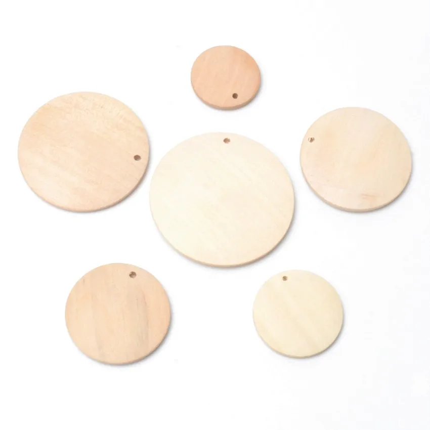 Подвески из натуральной древесины Круглые Деревянные для изготовления