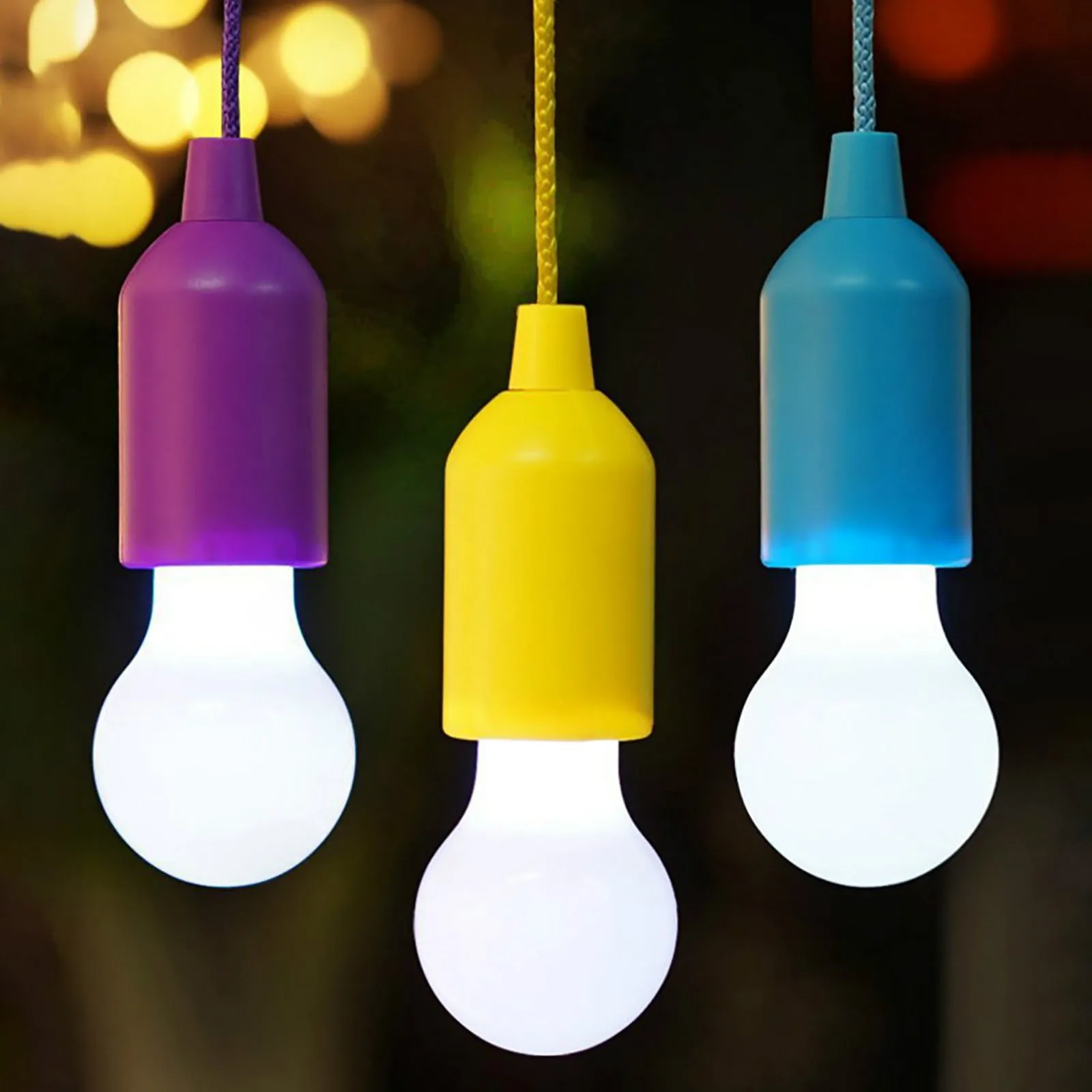 

8pcs Decoration Pull Cord Light Hangable Outdoor String Night Light Portable Tent Led Lamp Battery Powered For Home Led Bulb