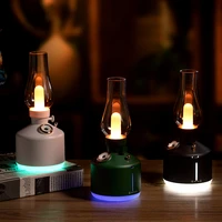 usb chargeable air humidifier retro kerosene lamp with led light aromatherapy diffuser wireless mist maker for home decoration