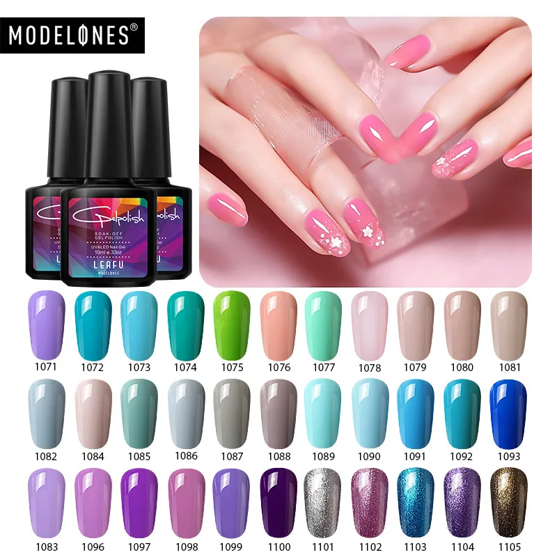 Modelones 10 мл Французский Стиль Гель лак для ногтей зеленый цвет салон УФ гель Led