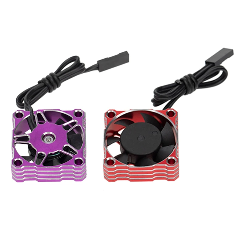 

2x Metal 30mm 25000RPM 5V-9V DC Motor ESC Cooling Fan Heat Sink for 1/8 1/10 1/12 Futaba Plug,Red & Purple