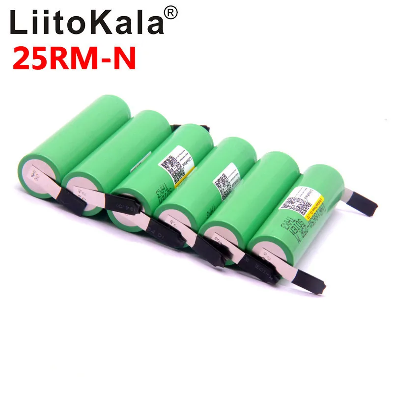 LiitoKala 18650 2500 mAh 3,6 V аккумулятор INR18650 25R M 20A descarga+ DIY natiquel