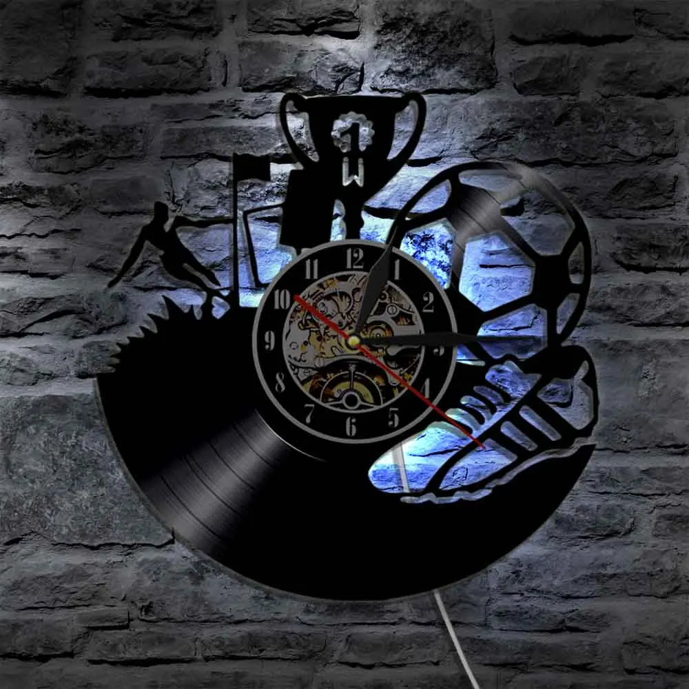 Большой Футбол футбол виниловые настенные часы футбольная команда чемпионов для