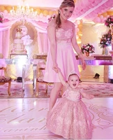 new pink lace princess ball gowns birthday party mother daughter dress celebrity dresses