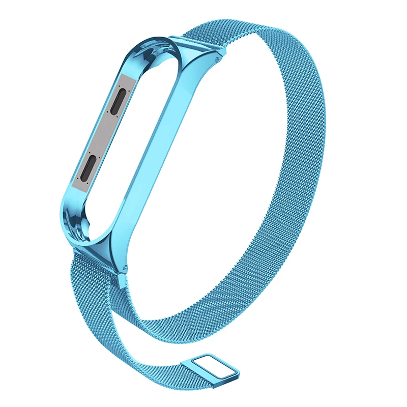 Mi Band 3 4 ремешок на запястье металлический Безвинтовой браслет из нержавеющей стали для Xiaomi mi 4 3 Ремешок Браслет mi Band 4 3 браслеты Pulseira - Цвет: Sky Blue