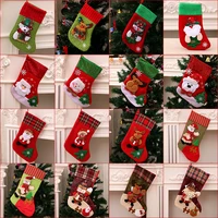 1 pcs christmas stockings socks with snowman santa elk bear printing xmas candy gift bag fireplace xmas tree decoration new year