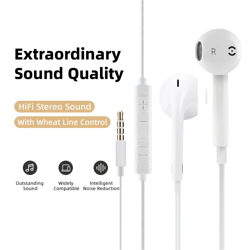 Белые проводные наушники-вкладыши шумоподавление без потерь Hi-Fi стерео удобная