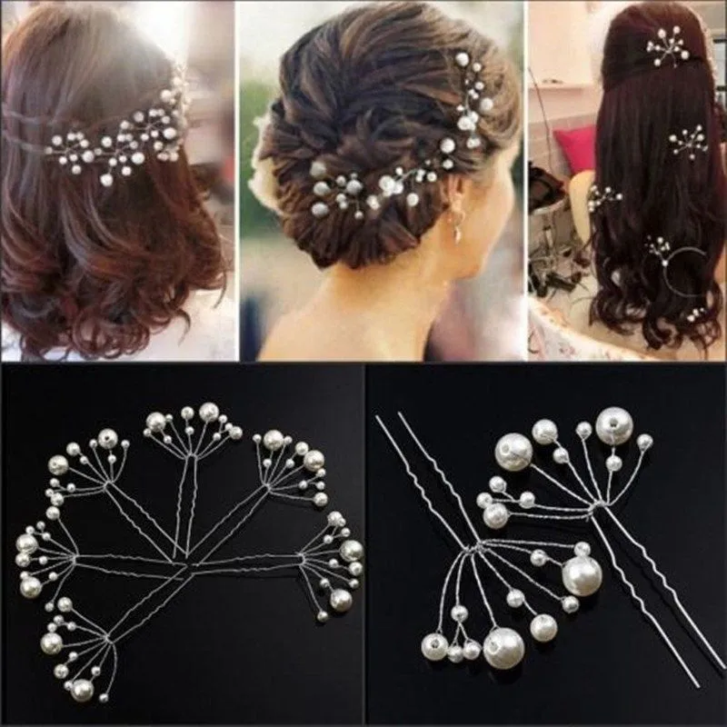 

5 Pcs Fashion Bridal Wedding Prom White Pearl Hair Pins Clips Barrette Hairpins Hair Accessories