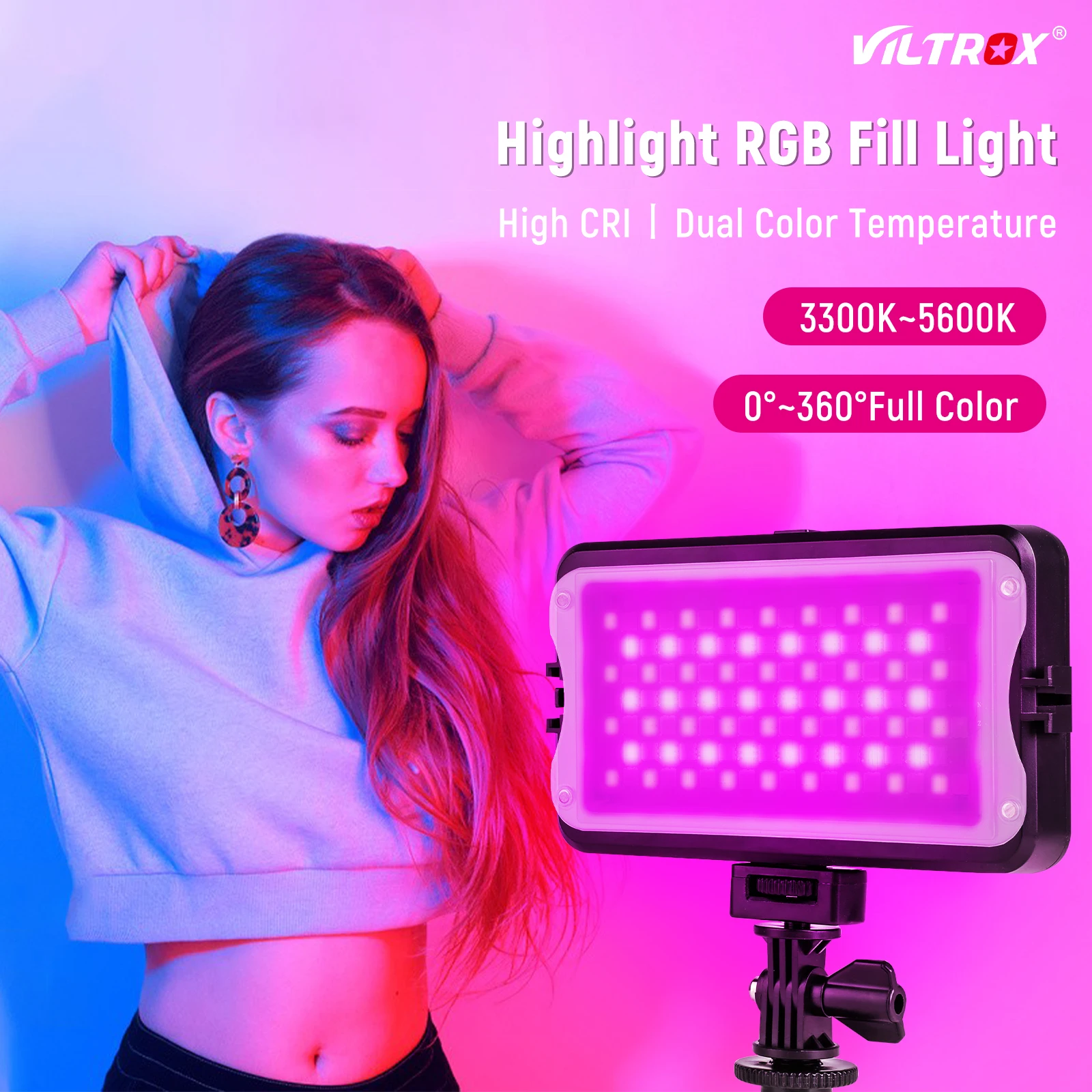 Viltrox RB10 RGB светодиодный видео свет с регулируемой яркостью цветсветильник