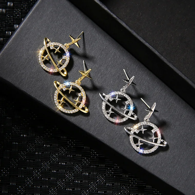 BLIJERY Корейские модные серьги-гвоздики со стразами и кристаллами "Звездное небо" в простом и сладком стиле для женщин и девочек в подарок ювелирных изделий.