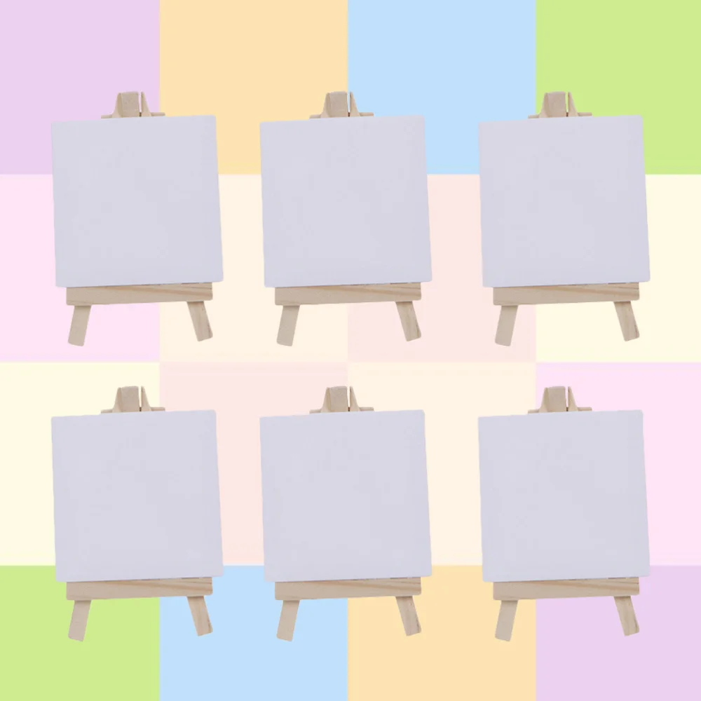 

6 Sets of Mini Stretched Artist Canvas Art Board White Blank Art Boards Wooden Oil Paint Artwork painting Board(White)