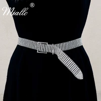 miallo rhinestone belts for women dress fashion ladies silver color long belt woman wide belts luxury brand prom accessories