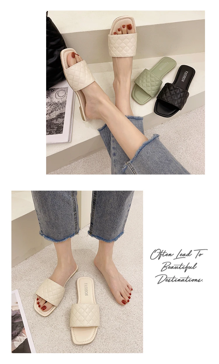 

Slippers Casual Shoes Slipers Women Slides Low Luxury Rubber Flat 2021 Massage Soft Basic Cotton Fabric PU Fashion Concise