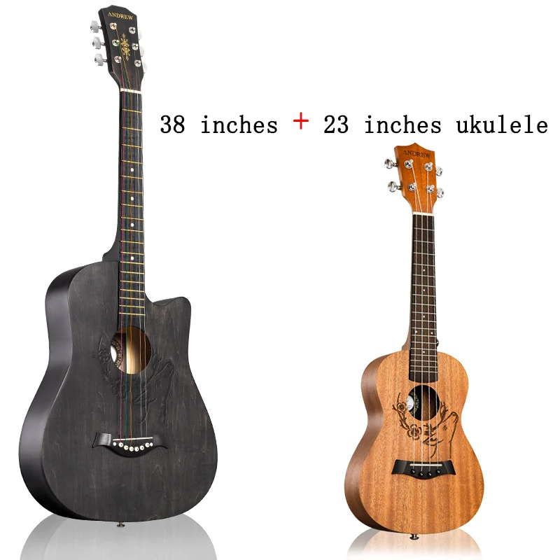 38CSXL-23XL Эндрюс 38/41 дюймов народная гитара из красного дерева collocate укулеле калимба олень тотем акустический музыкальный инструмент - Цвет: 38CSXL-23XL