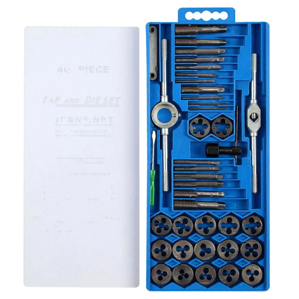 

40PC Professional Metric tap wrench and die set cuts M3-M12 bolts + storage case