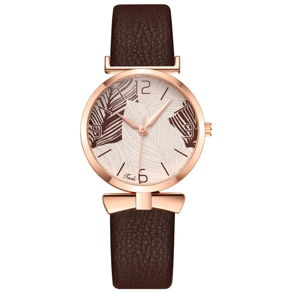 

New Watch For Women Stylish Simplicity Ladies Belt Quartz Watch Digital Leaf Pattern Casual Lady Watches Wristwatch RelGio F3