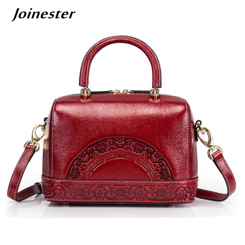 

Small Crossbody Handbag for Women Genuine Leather Vintage Bag Ladies Messenger Bags Red Embossed Tote Purse Boston Shoulder Bag