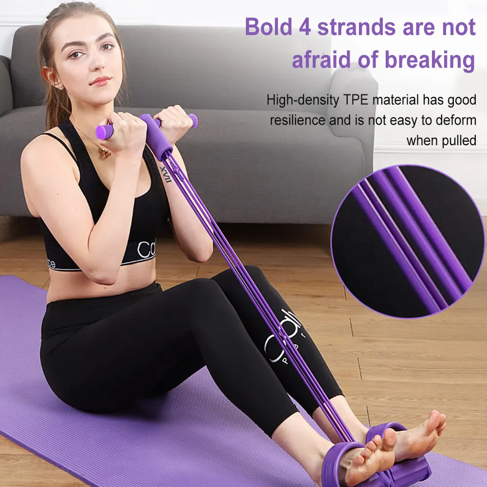 

4 Tube Resistance Elastic Pull Ropes Resistance Bands Weight Loss Yoga fitness Equipment Sit-up Pull Rope Expander Elastic Bands