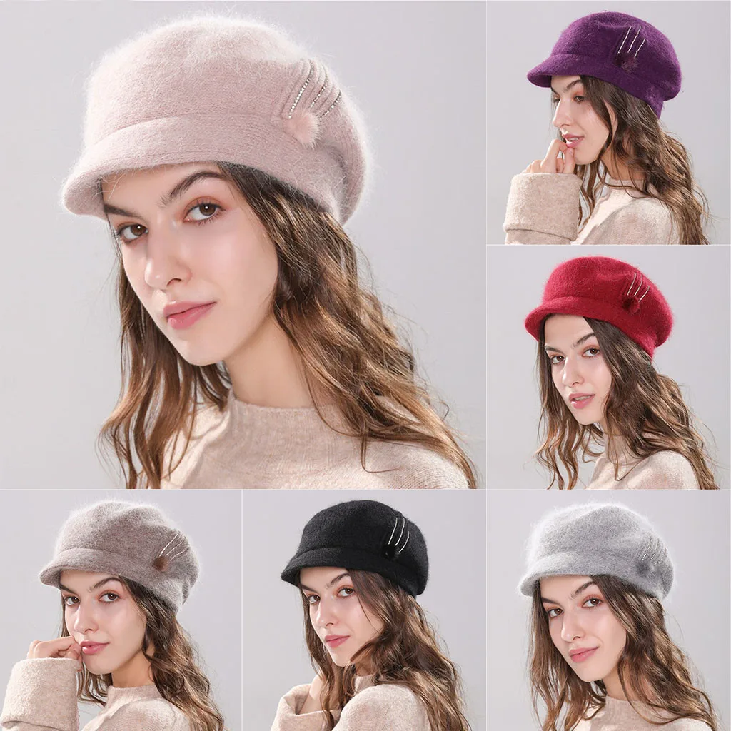 SAGACE Женская мешковатая теплая вязаная крючком Зимняя шерстяная Лыжная шапка с