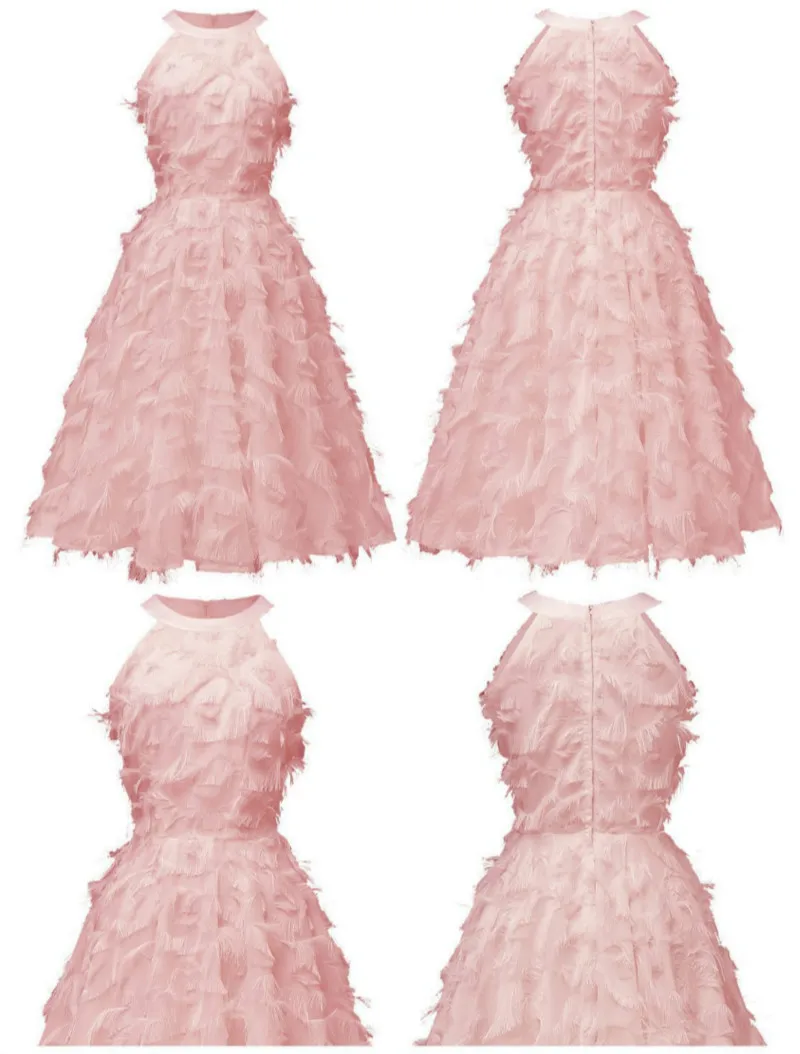 KAUNISSINA robe de изящные вечерние платья с бретелькой на шее без рукавов розовые красные трапециевидные короткие платья