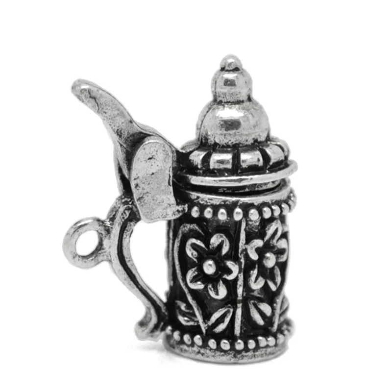 Очаровательные Серебристые Подвески Doreen Box, 10 шт., с цветочным узором, немецкие подвески для пива 19 мм x 18 мм (B19703) - изображение