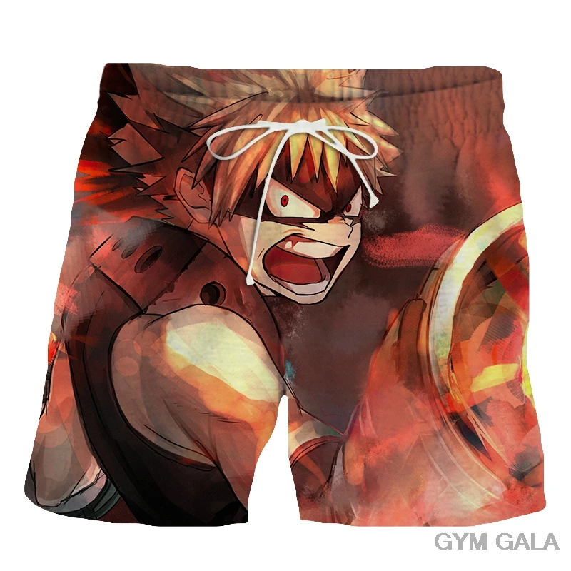 

2021 summer men's casual shorts 3D printing anime my hero academy party beach pants Fashion swimming running sports shorts