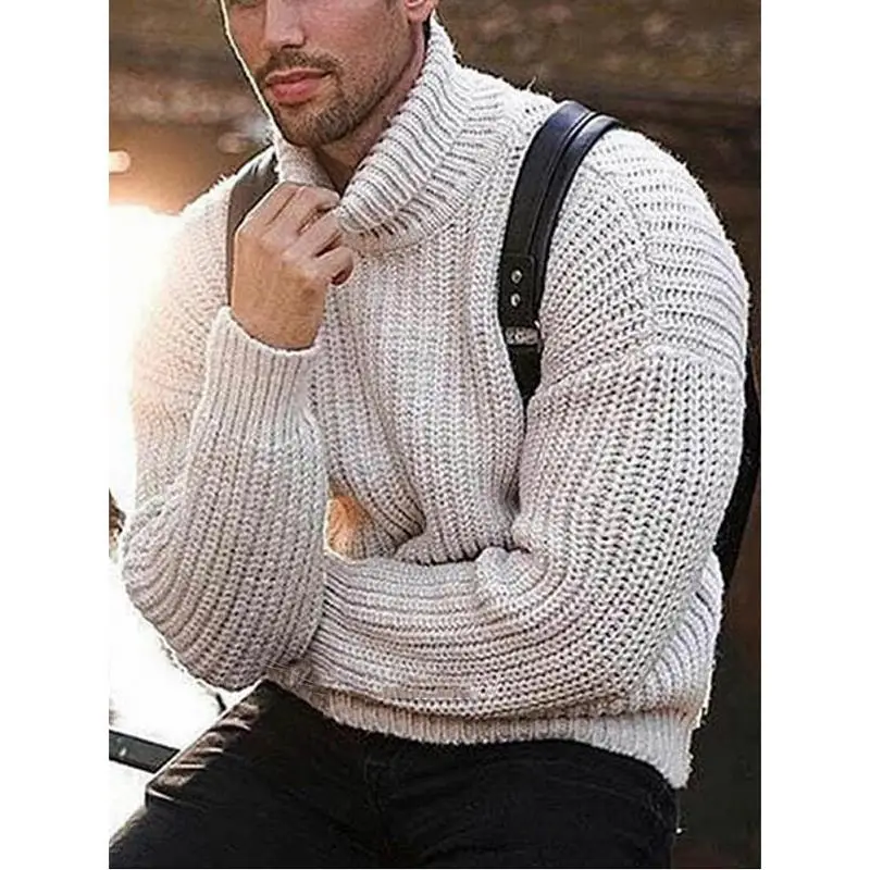 

Men's Turtleneck Sweater Autumn Winter Soft Thick Comfortable Long Sleeve Warm Clothes Knitted Casual