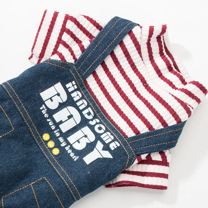 Новейший дизайн теплые джинсы для собак в полоску четыре ноги одежда домашних