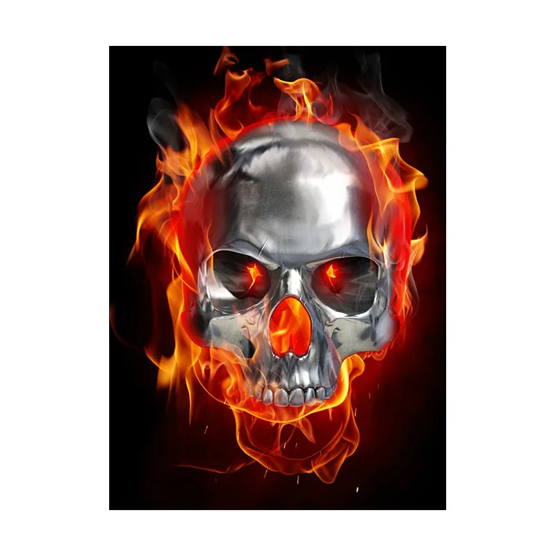 Hot Sell Personality Car Sticke Skull on Fire Accessories Vinyl PVC 14cm*10cm Motorcycle Waterproof Reflective Car Window  Decal