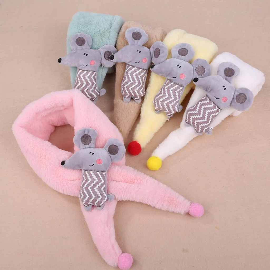 Шарфы с героями мультфильмов изображением животных маленькой мышки зимний