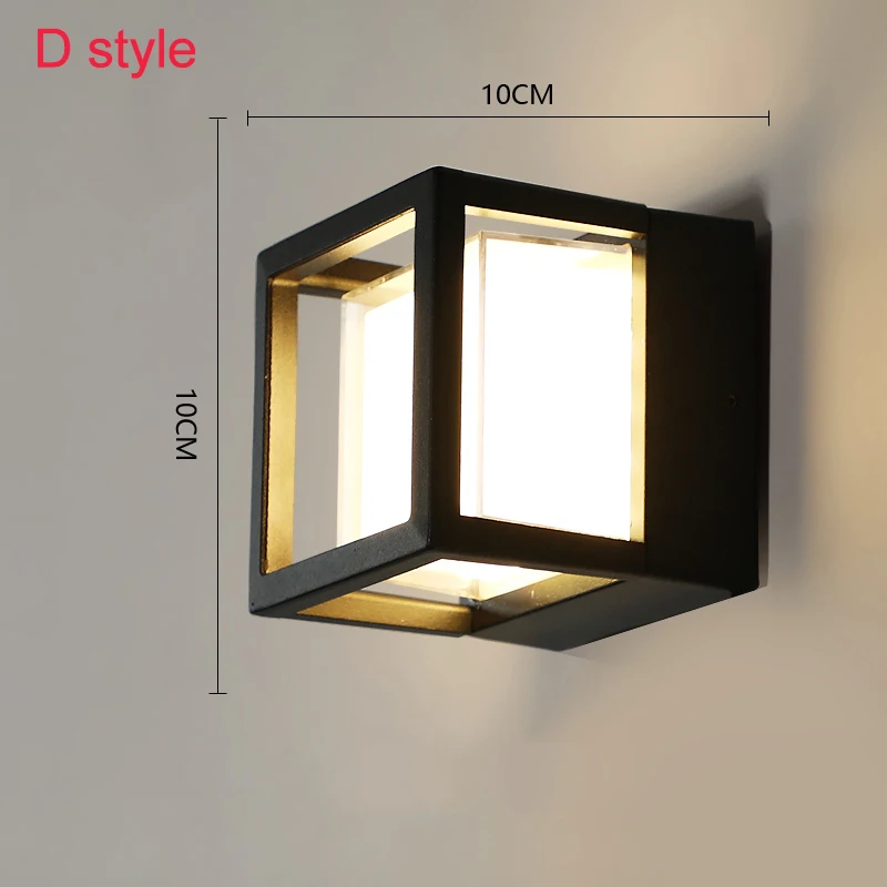 D style 5W Светодиодный настенный светильник IP65 водонепроницаемый наружный садовый светильник 85-265 в декоративный радар Датчик движения Ночной Настенный фонарь безопасности ZBW0006 - Испускаемый цвет: D style 5W