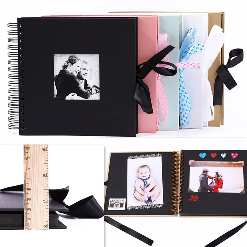8 дюймов DIY ручной работы фотоальбом с окном липкий тип почерк черная карта альбом