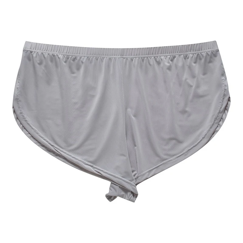 

Sexy Men Underwear Ice Silk Boxer Shorts Homme Solid Low-rise Loose U Pouch Underpants Cueca Men's Arrow Pants Homewear Panties