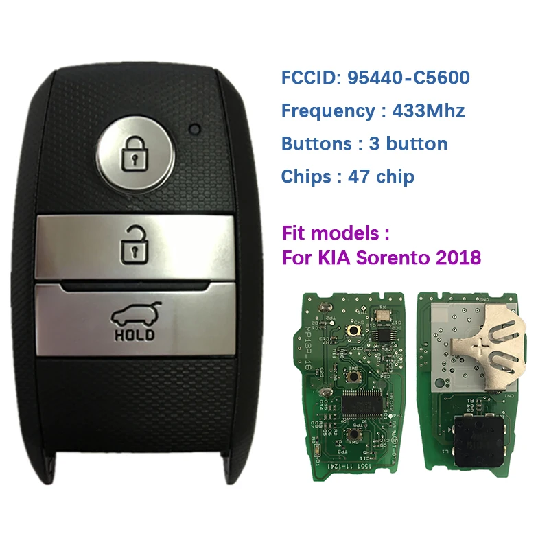 Оригинальный сменный смарт-ключ CN051085 с 3 кнопками для KIA Sorento 2018 частота 433 МГц