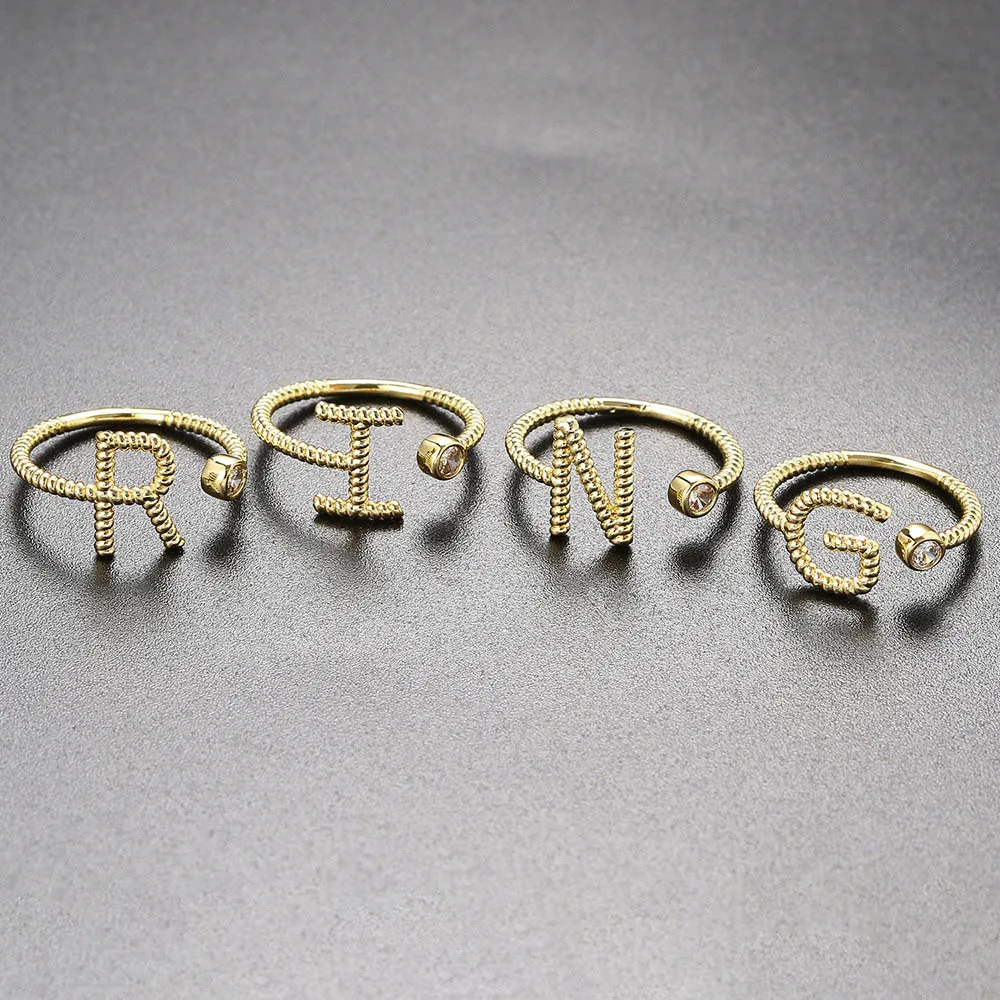 Кольцо с буквой инициала KAR167 для женщин аксессуар в минималистическом стиле