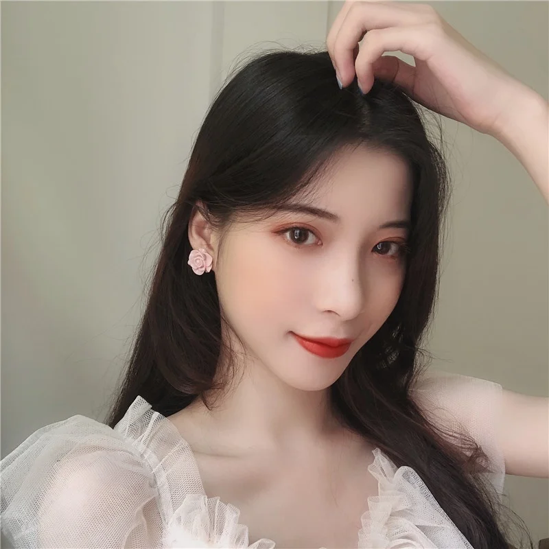 Милые розовые серьги гвоздики из смолы 3D резные в виде цветка повседневные