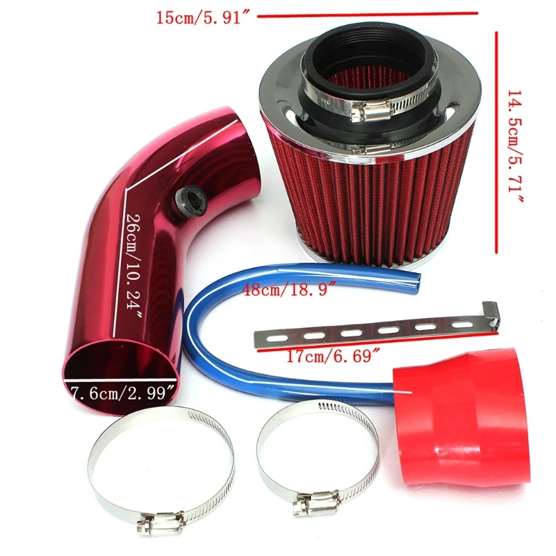 

A Set Universal Air Intake Filter Kit Car Automobile Racing Air Intake Filter Induction Flow Hose Pipe System