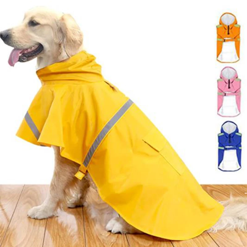 

PTHAFUN Dog Raincoat Rainy Day Pet Clothes For Large Small Dogs Labrador Golden Retriever Chihuahua Waterproof Reflective Cloak