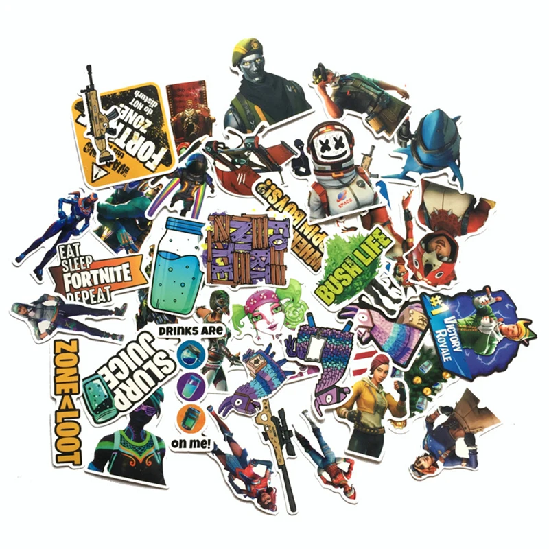 

12/38/40/50 pcs/Pack Waterproof Cartoon Fortnite Stickers Skateboard Suitcase Guitar Luggage Laptop Stickers Kid Classic Toy