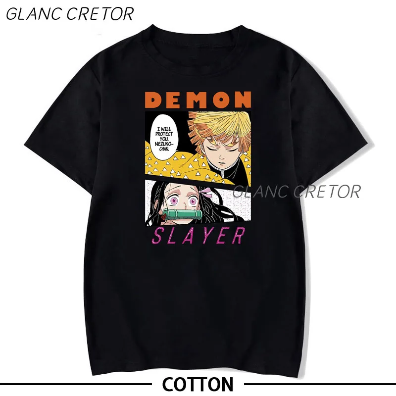 

Футболка мужская с забавным мультяшным принтом, крутая Повседневная рубашка с рисунком рассекающего демонов, топ в стиле хип-хоп, на лето