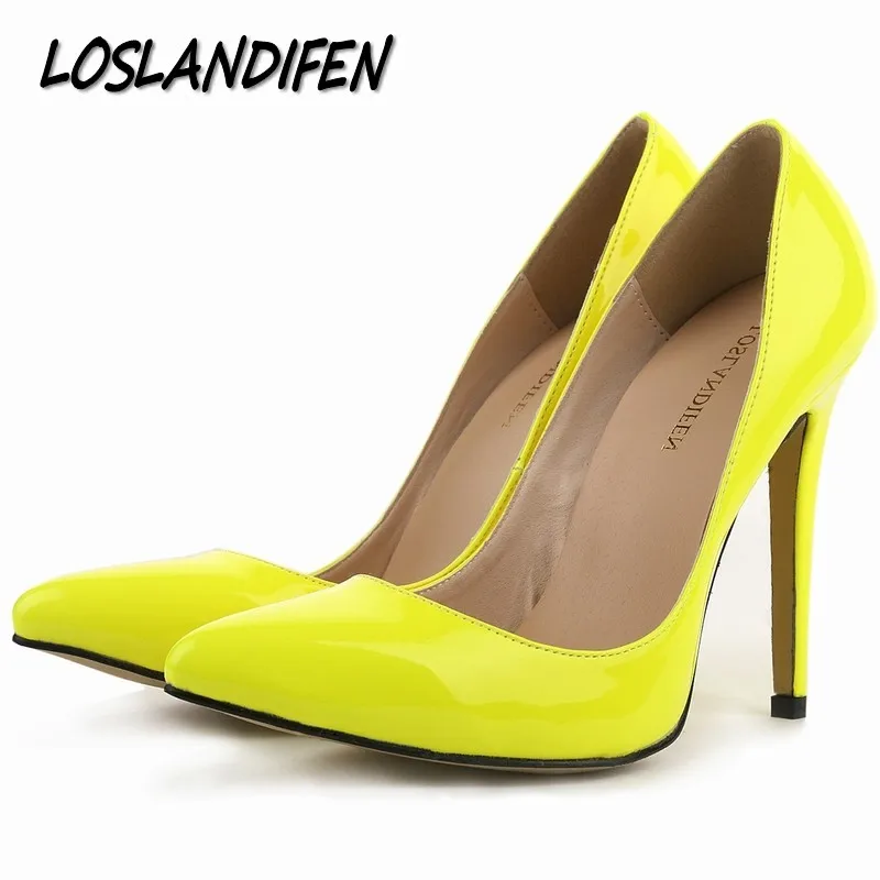 

Loslandifen brand new women's pumps high heels shoes woman wedding party dress ladies pointed toe stiletto size 34-42 11cm high
