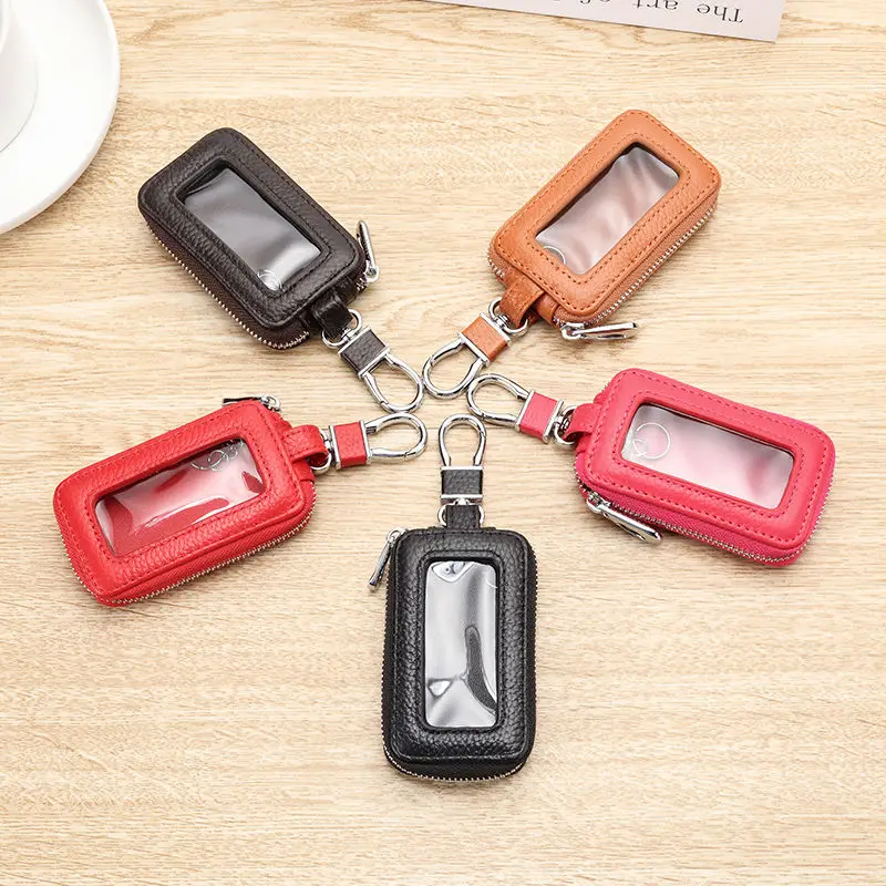 

Leather car key case universal key case for men and women large-capacity key belt bag storage bag leather keychain key wallet