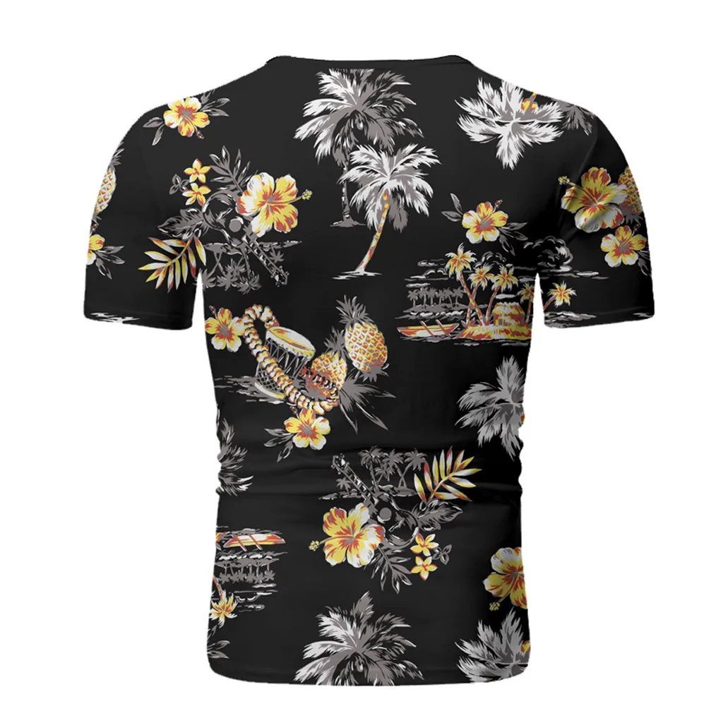 

Casual Tropical Short Sleeve Men's T-shirt 2021 New Summer Floral Printed Round Neck T-Shirt Top Comfortable Men Clothing